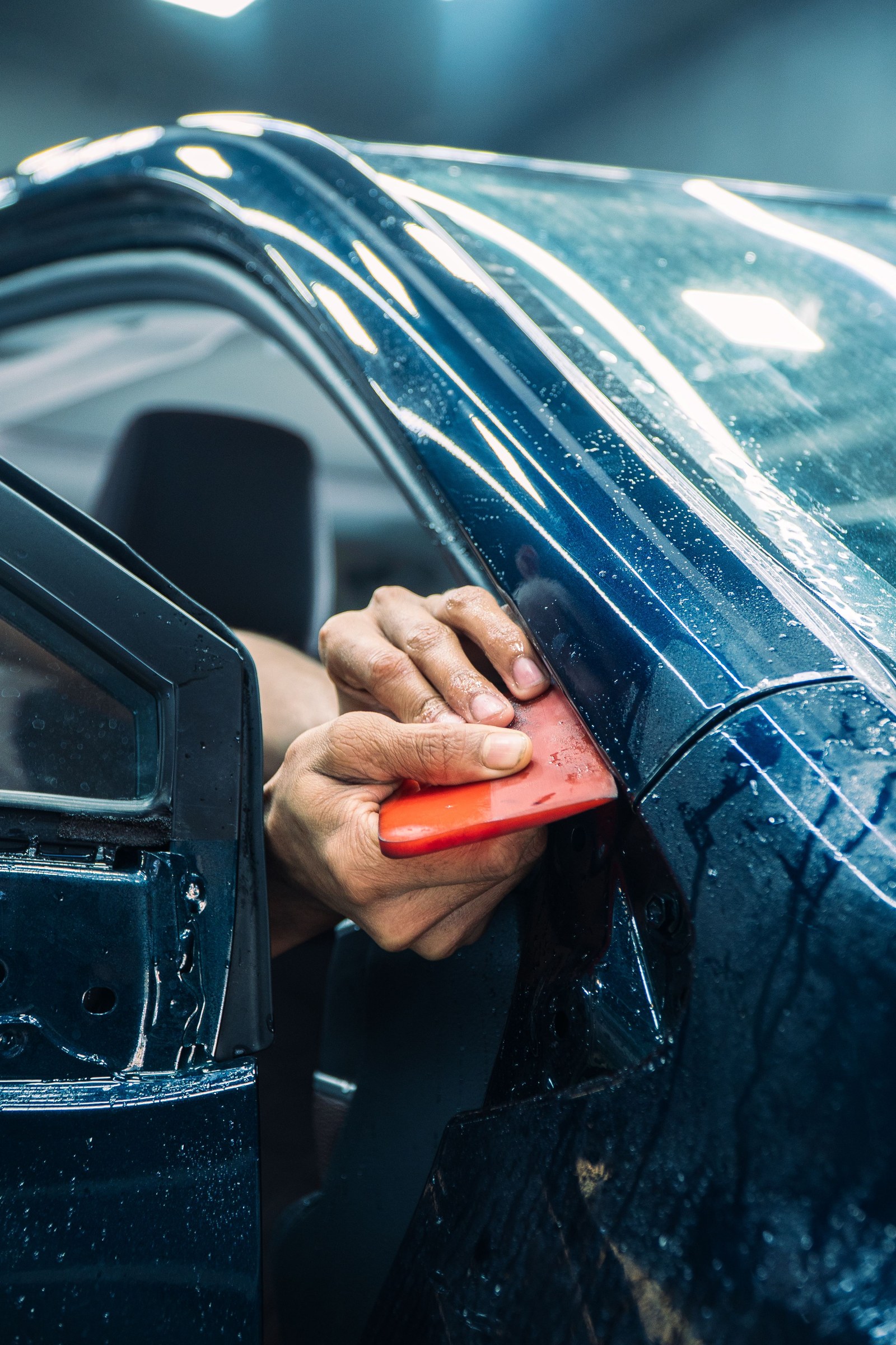 Window tint film squeegee install